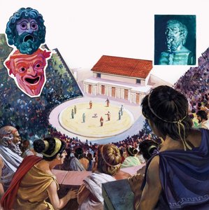 Teatro griego (gouache sobre papel)