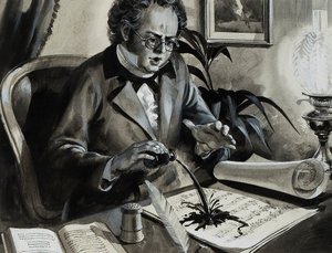 Retrato de Franz Schubert (gouache sobre papel) de Andrew Howat