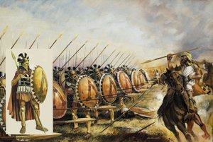 Ejército espartano (gouache sobre papel)
