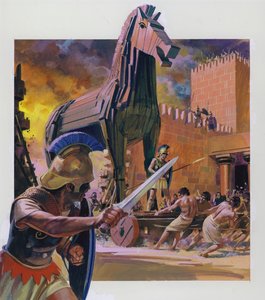 El Caballo de Troya (gouache sobre papel)