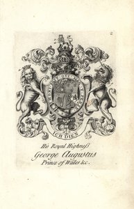 Escudo de armas y cresta de Su Alteza Real Jorge Augusto, Príncipe de Gales, luego Rey Jorge II de Inglaterra de Andrew Johnston