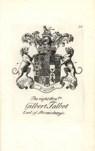 Escudo de armas y cresta del honorable Gilbert Talbot de Andrew Johnston