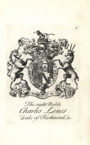 Escudo de armas y cresta del noble Charles Lenos o Charles Lennox