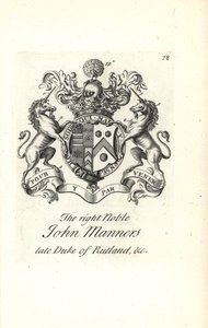 Escudo de armas y cresta del noble John Manners, 2º Duque de Rutland de Andrew Johnston