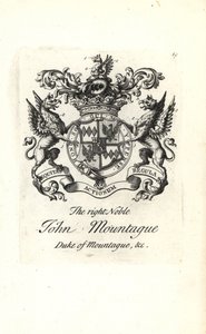 Escudo de armas y cresta del noble John Montagu, 2º Duque de Montagu 1690-1749 de Andrew Johnston