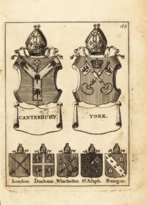 Escudo de armas de los Obispos de Canterbury, York, Londres, Durham, Winchester, St de Andrew Johnston