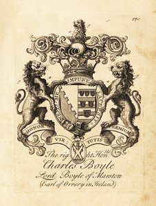 Escudo de armas del Muy Honorable Charles Boyle, Lord Boyle de Marston, 4º Conde de Orrery en Irlanda de Andrew Johnston