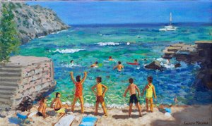 Cala Clara, Mallorca, 2023 (óleo sobre lienzo) de Andrew Macara
