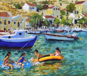 Diversión en botes, Symi, Grecia