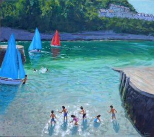 Lanzando piedras, Looe, Cornualles de Andrew Macara