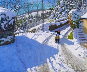 Trineo en Wirksworth, Derbyshire, 2024 ( óleo sobre lienzo) de Andrew Macara