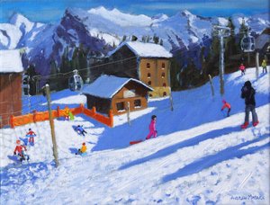 La pista de hielo, Samoens, Francia, 2022 (óleo sobre lienzo) de Andrew Macara