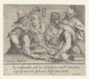 Un anciano intenta comprar el amor de una joven Amor desigual (título de la serie) de Andries Jacobsz. Stock (possibly)