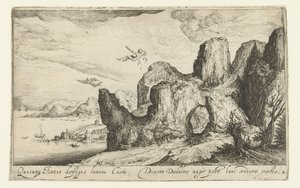 Paisaje con la caída de Ícaro Paisajes (título de la serie) de Andries Jacobsz. Stock