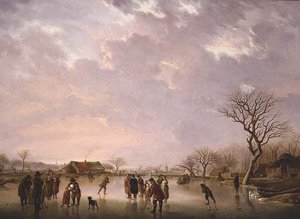 Escena Invernal con Patinadores de Andries Vermeulen