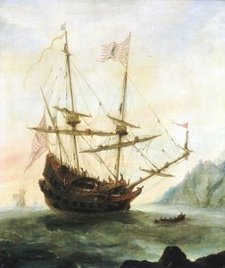 El Santa Maria fondeado de Andries van Eertvelt