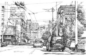 Calle de la ciudad con todo detalle de Andrii Kutsachenko