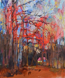 Sendero de la cabaña del Bosque Rojo de Andrii Kutsachenko