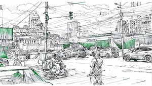 Dibujo del tráfico urbano