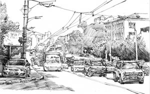 Boceto del tráfico urbano de Andrii Kutsachenko