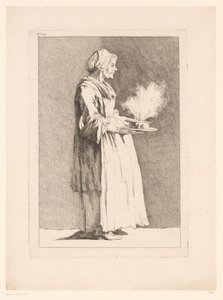 Caricatura de una mujer con una comida
Caricaturas según J. Saly (título de la serie)
Recueil de caricatures dessinées Par J. Saly et Gravées par A.L. De Lalive D.J. (título de la serie) de Ange Laurent de, marquis de Rémoville Lalive