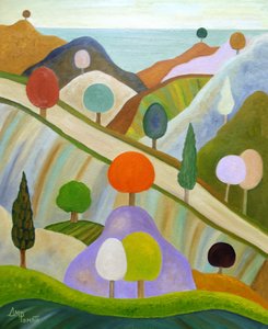 Paisaje colorido y caprichoso