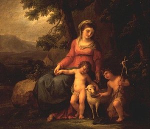 La Virgen María con el Niño Jesús y San Juan Bautista de Angelica Kauffmann