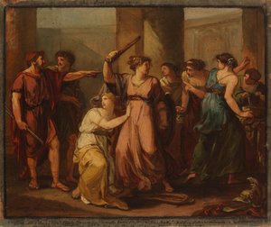 Ulises descubre a Aquiles escondido entre las hijas del rey Licomedes de Angelica Kauffmann