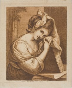 Mujer Descansando su Cabeza sobre un Libro de Angelica Kauffmann