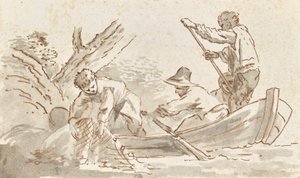Pescador tirando de la red de Angelica Kauffmann
