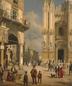 Piazza del Duomo, Milán de Angelo Inganni