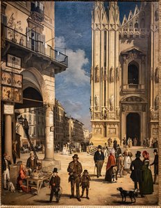 Vista del Duomo con el Coperto de Figini de Angelo Inganni