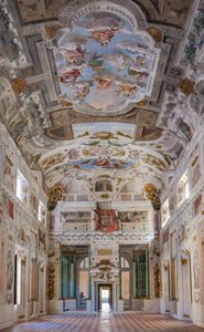 Techo de la sala con los Cuarteles de Bolonia, Sala de la Guardia, Palacio Ducal Este, Sassuolo, Italia de Angelo Michele Colonna