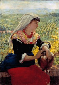 Retrato de su esposa con ropa de Monferrato de Angelo Morbelli