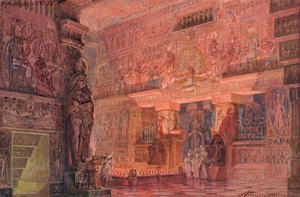 Diseño de escenario para la ópera Aida de Giuseppe Verdi, 1923 de Angelo Parravicini