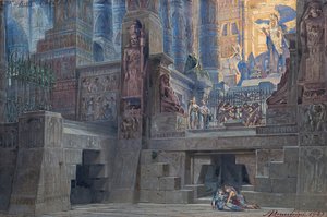 Diseño de escenario para la ópera Aida de Giuseppe Verdi de Angelo Parravicini