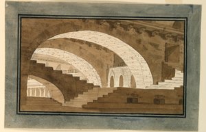 Diseño de escenario, interior del sótano del palacio de Angelo Toselli