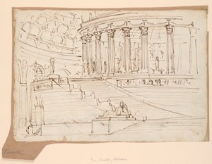 Diseño escénico, interior de edificio circular de Angelo Toselli