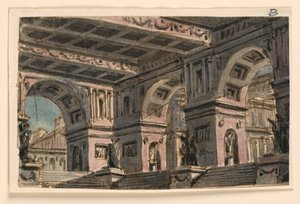 Diseño de escenario, atrio del palacio de Angelo Toselli