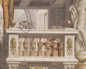 Sala de Recepción del Gran Duque, detalle del techo que Representa un Mono y un Niño en una Balaustrada, 1638-44