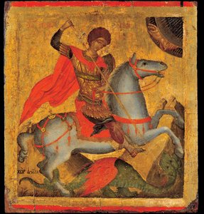 San Jorge y el dragón. Pintura de Angelos Akotandos de Angelos Akotantos