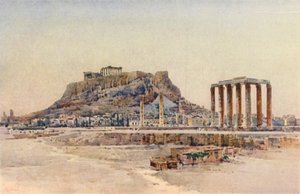 Acrópolis, Atenas, Grecia (litografía en color)