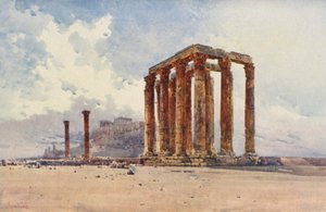 Columnas de Zeus Olímpico, Atenas (litografía en color)