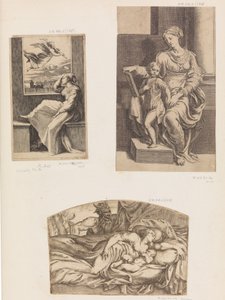 Mujer y ángel, Virgen y Niño, Sátiro Observando a una Madre Joven y Niño Durmiendo