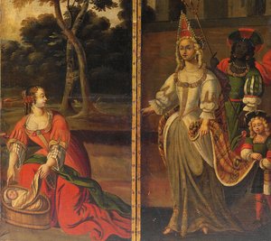 Biombo de cuatro paneles de doble cara, c.1700