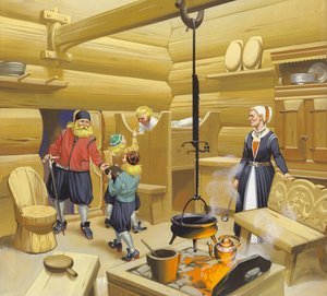 Casa noruega del siglo XVII (gouache sobre papel) de Angus McBride
