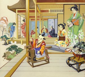Casa japonesa del siglo XVIII (gouache sobre papel) de Angus McBride