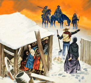 Una escena basada en la novela La cabaña del tío Tom de Angus McBride