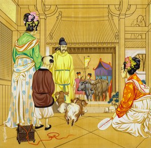 Hogar chino en el siglo XIII (gouache sobre papel) de Angus McBride