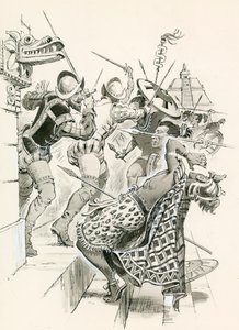 Cortés resiste un ataque azteca de Angus McBride
